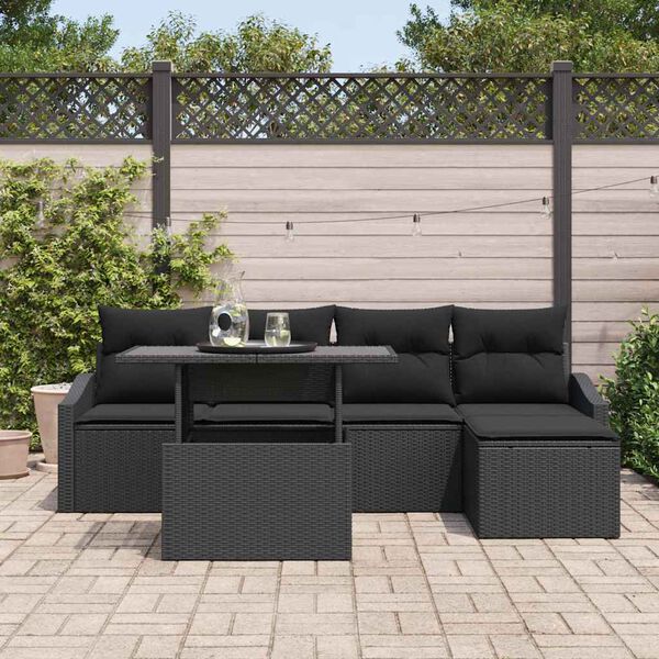 vidaXL Tuin Sofa Set met kussen 6 pcs Zwart
