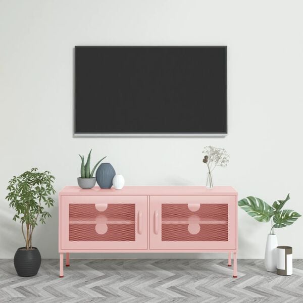 vidaXL Tv-meubel 105x35x50 cm staal roze