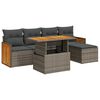 vidaXL 6-delige Loungeset met kussens poly rattan acacia grijs