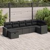 vidaXL 7-delige Loungeset met kussens poly rattan zwart