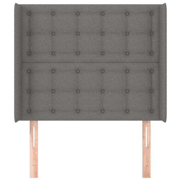 vidaXL Hoofdbord met randen 103x16x118/128 cm stof donkergrijs