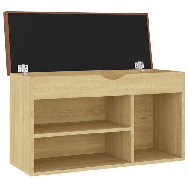 vidaXL Schoenenbank met kussen 80x30x47 cm bewerkt hout sonoma eiken