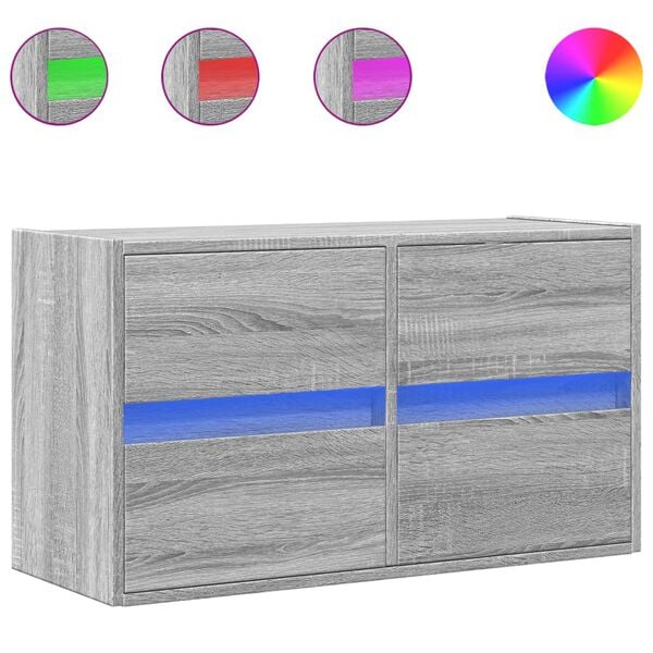 vidaXL Tv-wandmeubel met LED 80x31x45 cm grijs sonoma eikenkleurig