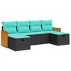 vidaXL 6-delige Loungeset met kussens poly rattan zwart