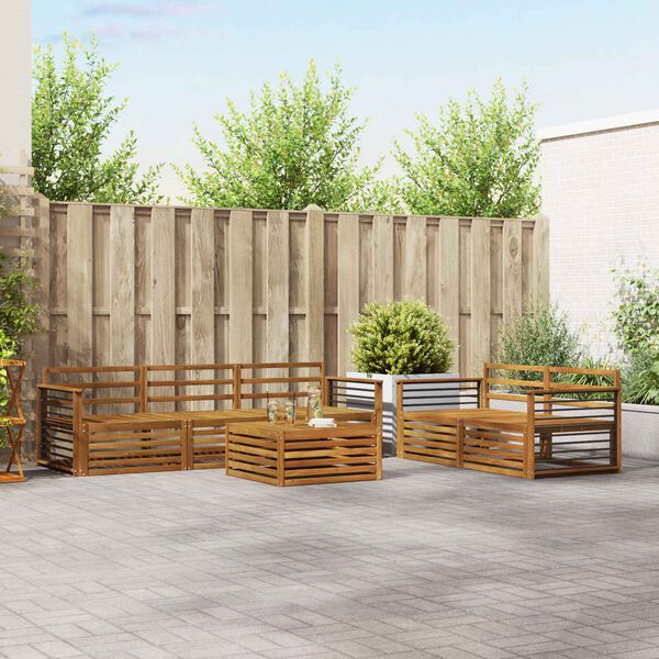 vidaXL Buiten bankenset 6 pcs Naturel