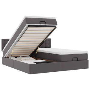 vidaXL Ottoman bed met matrassen 180x200cm kunstleer grijs
