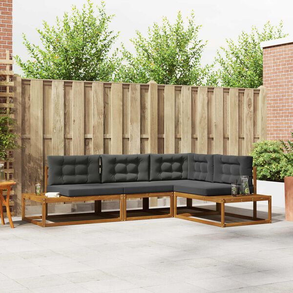 vidaXL Buiten bankenset 4 Stuk Natuurlijk en Antraciet