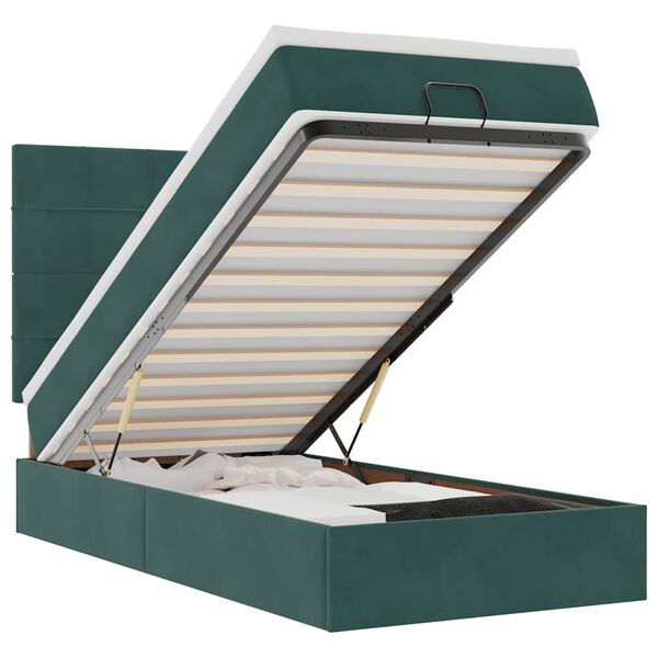 vidaXL Ottoman bed met matrassen en LED's 90x200cm fluweel donkergroen