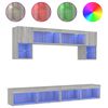 vidaXL 6-delige Tv-wandmeubelset met LED grijs sonoma eikenkleurig