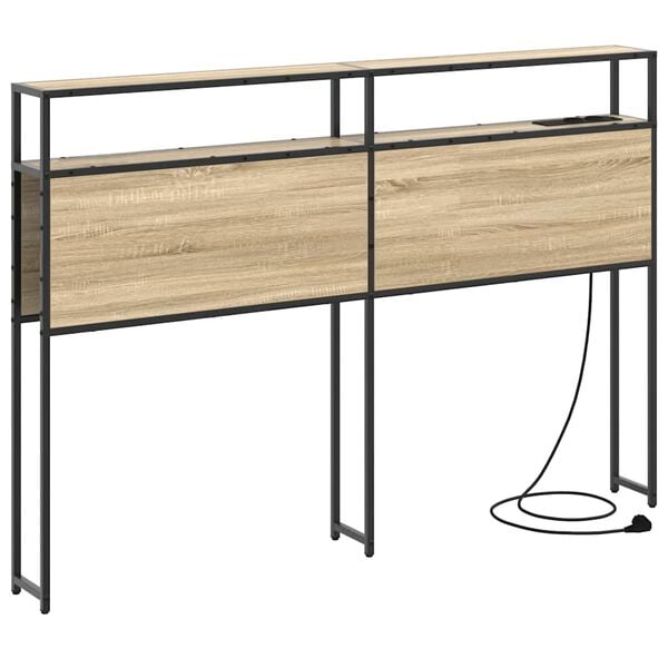vidaXL Opberghoofdbord met plank Sonoma eiken 135 cm Bewerkt hout