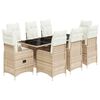 vidaXL 9-delige Bistroset met kussens poly rattan beige