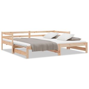 vidaXL Slaapbank uitschuifbaar massief grenenhout 2x(90x200) cm