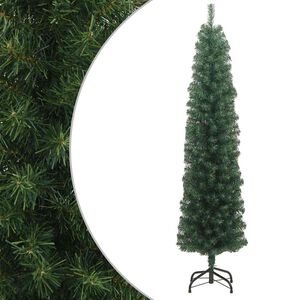 vidaXL Kunstkerstboom met standaard smal 210 cm PVC groen