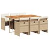vidaXL 7-delige Tuinset met kussens poly rattan beige