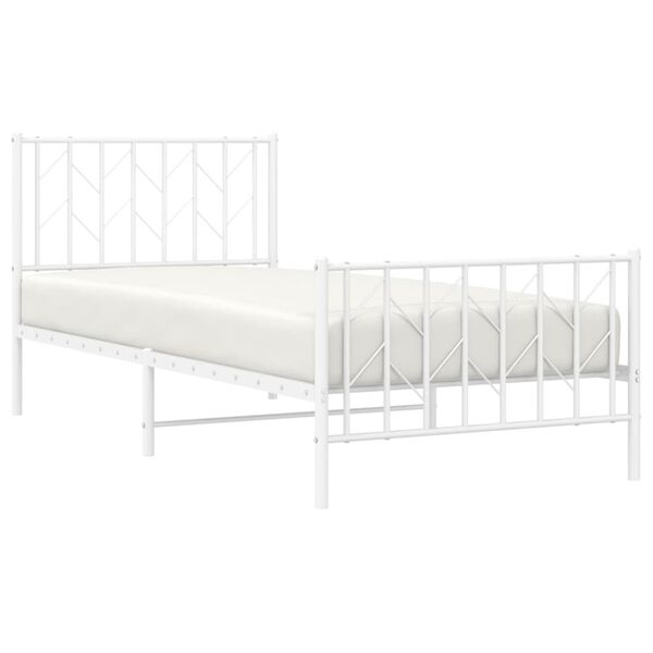vidaXL Bedframe met hoofd- en voeteneinde&nbsp;metaal wit 90x200 cm