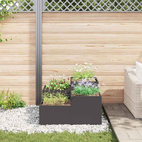 vidaXL Tuin Bloempot Zwart 80 x 80 x 48 cm Staal