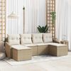 vidaXL Bankstel met kussen 6 pcs Beige poly rattan