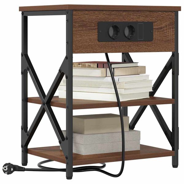 vidaXL Nachtkastje met plank Bruin Eiken 41 x 31 x 51 cm Bewerkt hout