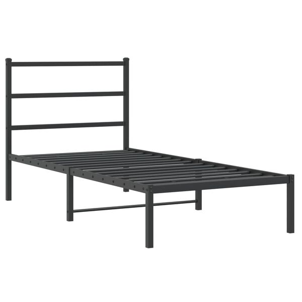 vidaXL Bedframe met hoofdbord metaal zwart 90x200 cm