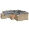 vidaXL 9-delige Loungeset met kussens poly rattan beige