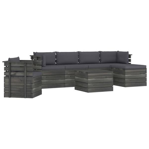 vidaXL 7-delige Loungeset met kussens pallet massief grenenhout