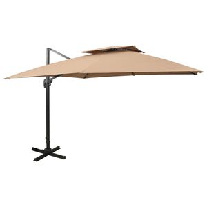 vidaXL Zwevende parasol met dubbele bovenkant 300x300 cm taupe