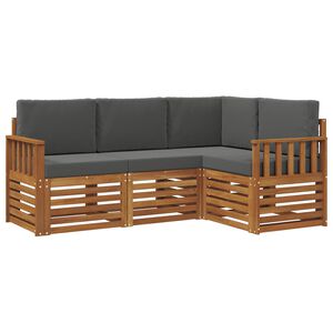 vidaXL Sofa-Sets 4 pcs Natuurlijk en Antraciet Massief Acaciahout