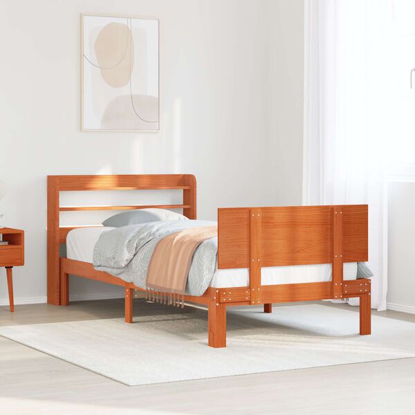 vidaXL Bedframe met hoofdeinde 2 pcs Wasbruin Massief Vurenhout