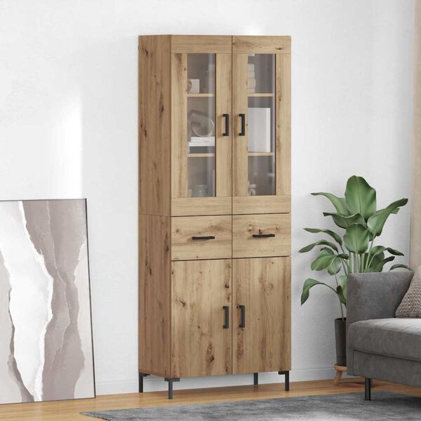 vidaXL Hoge kast met lade 2 pcs Artisan Eiken Bewerkt hout