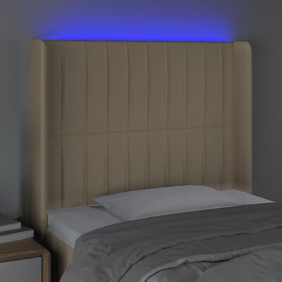 vidaXL Hoofdbord LED 93x16x118/128 cm stof crèmekleurig