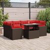 vidaXL 7-delige Loungeset met kussens poly rattan acacia bruin