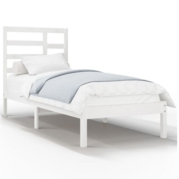 vidaXL Bedframe massief hout wit 90x190 cm