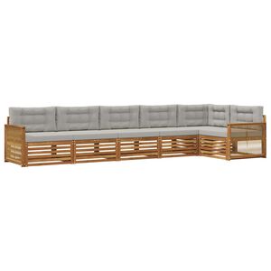 vidaXL Buiten bankenset met kussen 6 pcs Naturel en lichtgrijs