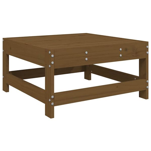 vidaXL Tuinvoetenbank met kussen massief grenenhout honingbruin