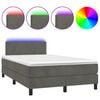 vidaXL Boxspring met matras en LED fluweel donkergrijs 120x200 cm