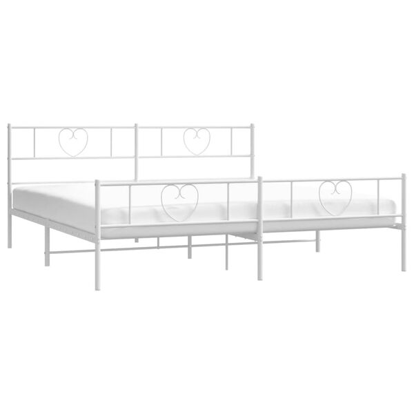 vidaXL Bedframe met hoofd- en voeteneinde metaal wit 180x200 cm