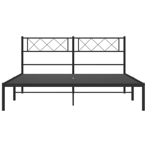 vidaXL Bedframe met hoofdbord metaal zwart 140x190 cm