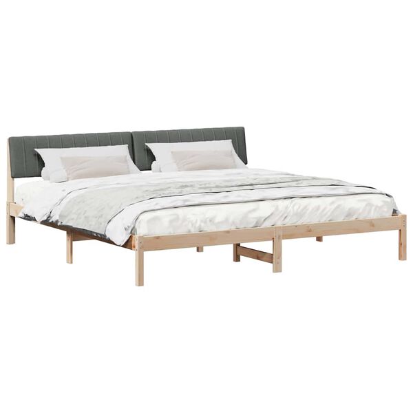 vidaXL Bedframe Bruin en donkergrijs 200 x 200 cm Massief grenenhout