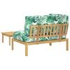 vidaXL Bankstel met kussen Blad 2 pcs Bladpatroon Massief Acaciahout