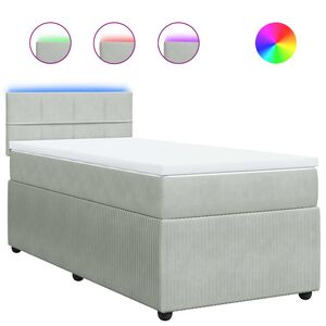 vidaXL Boxspring met matras fluweel lichtgrijs 80x200 cm