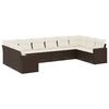 vidaXL 10-delige Loungeset met kussens poly rattan bruin