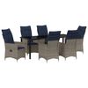 vidaXL Tafel en stoelen set met kussen 7 pcs Grijs PE Rattan