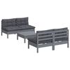 vidaXL 5-delige Loungeset met antracietkleurige kussens grenenhout