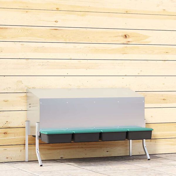 vidaXL Kippennestkast 3 compartimenten met poten gegalvaniseerd staal