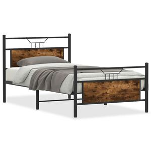 vidaXL Bedframe zonder matras hout gerookt eikenkleurig 100x190 cm