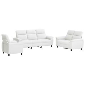 vidaXL Bankstel 3 pcs Wit Stof