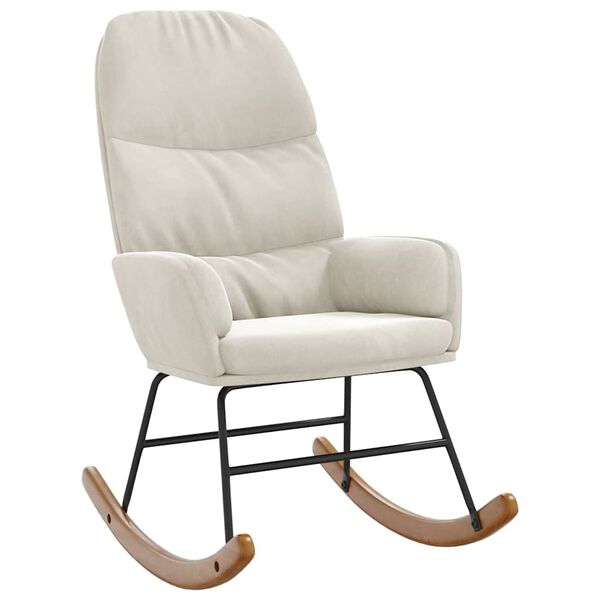 vidaXL Schommelstoel fluweel cr&egrave;mewit