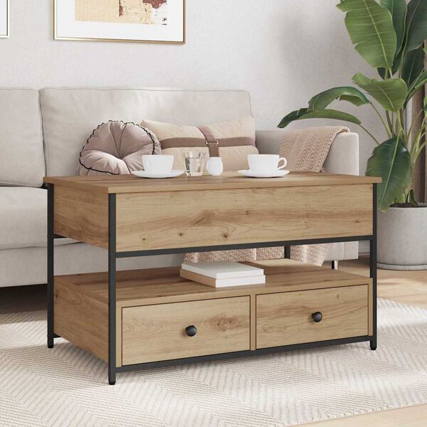 vidaXL Salontafel met lade Artisan Eiken 85 x 50 x 50 cm Bewerkt hout