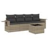 vidaXL 5-delige Loungeset met kussens poly rattan lichtgrijs