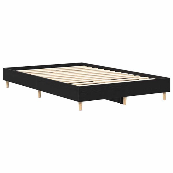 vidaXL Bedframe Zwart Eiken 203 x 123 x 25 cm Bewerkt hout